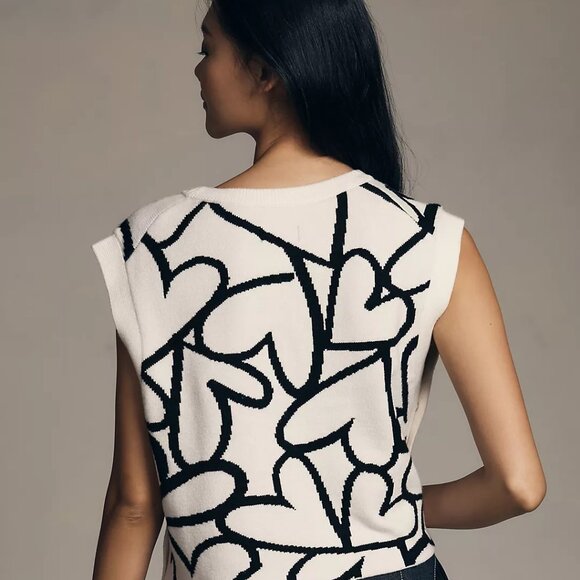 (S) Maeve Button-Side Heart Sweater Vest / Anthropologie - Picture 3 of 6